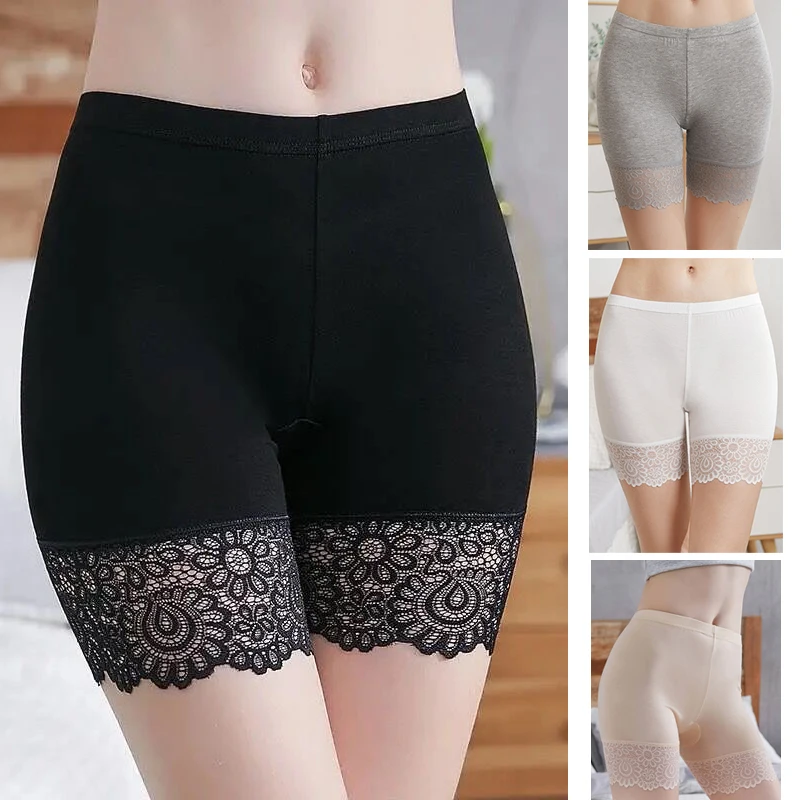 1pcs Women Modal Safety Pants Prevent Light Leakage Shorts High Waist Panties Stretch Underware Lace Safety Short Pants