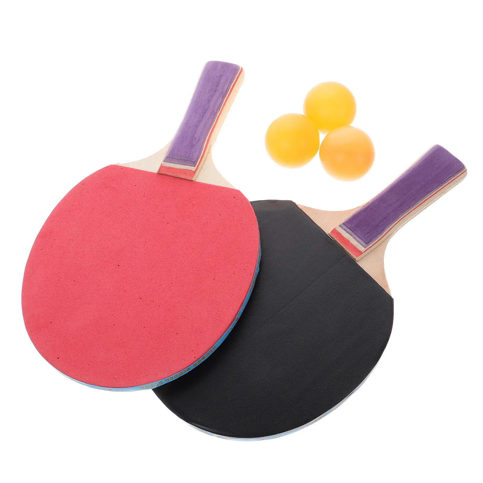 

1Set Table Tennis Racket Set 2 Horizontal Straight Rackets 3 Balls High Bounce Rubber Ping Pong Paddle for Junior Senior