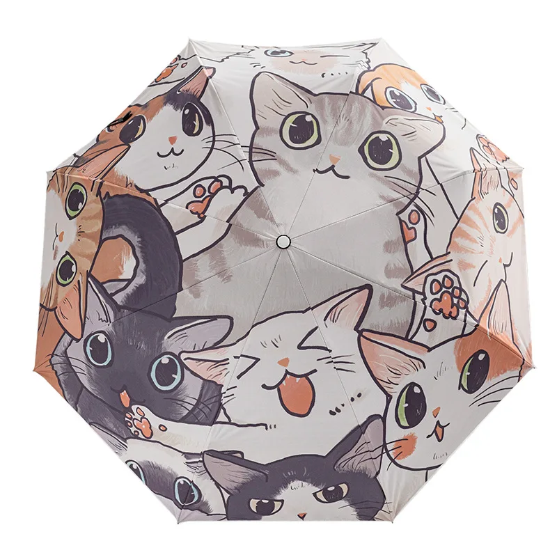 Cat Umbrella Cartoon  Smart Full Automatic Folding Sun Umbrella Strong Stand Windproof Paraplu