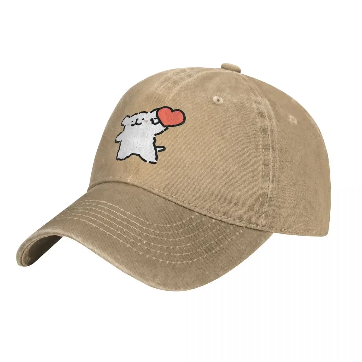 

Maltese Cartoon Dog Washed Baseball Cap Red Heart Fashion Trucker Dad Hat Spring Female Male Sun protection Baseball Caps