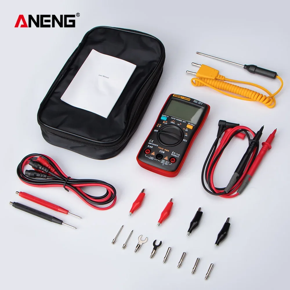 Automotive Electrical Capacitance Digital Multimeter Transistor Testers Meter Temp Diode AN8009 Capacitor True-RMS Tester