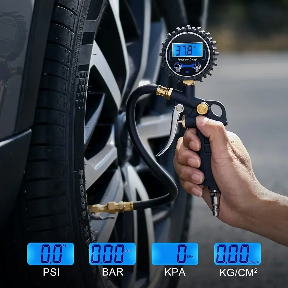 0.1 Display Resolution Auto Tire Inflator 250 PSI Air Chuck Digital Tire Pressure Gauge Compressor Accessories