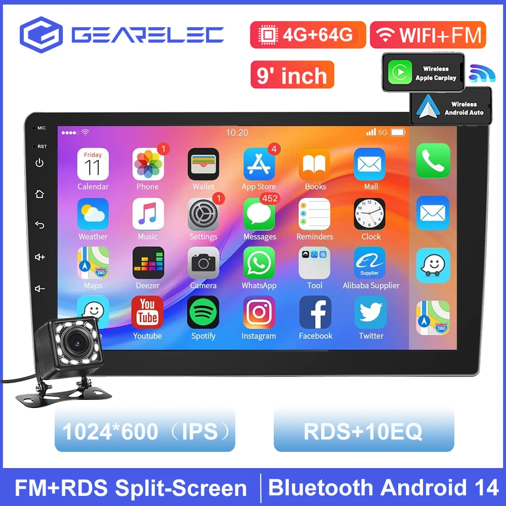 Android 13 Auto Radio Carplay Android Auto Multimedia Speler 2 Din Universele 7/9/10 Inch Autoradio Wifi Gps Navi Rds Usb Camera