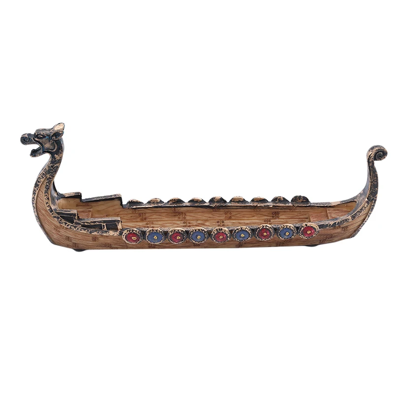 Retro Incense Burner Dragon Boat Incense Stick Holder Traditional Chinese Design Hand Carved Carving Censer Ornaments Home Decor