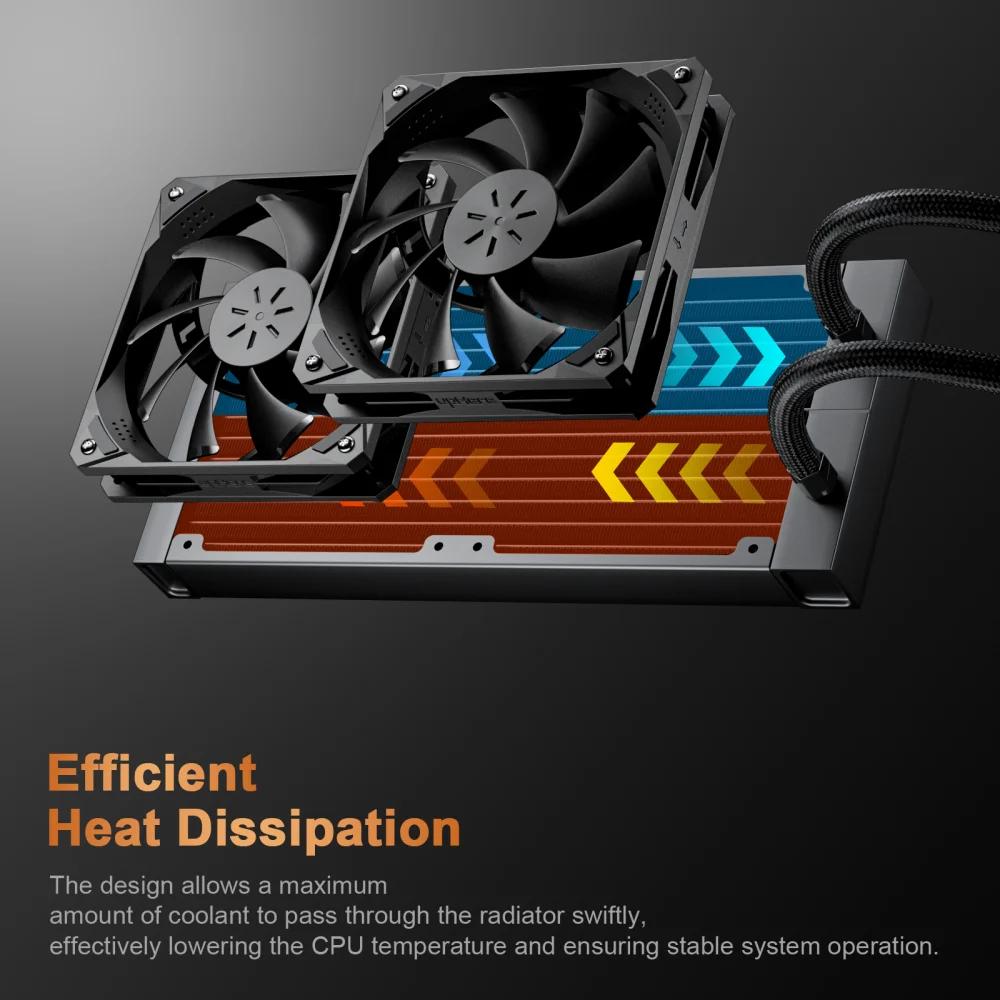 Uphere 240mm Aio Liquid CPU Cooler Acqua Cooler Custodie per computer Raffreddamento da gioco Ventola da 120mm Ventola di raffreddamento ad alte prestazioni a basso rumore /