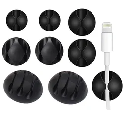 Cable Organizer Silicone USB Cable Winder Desktop Tidy Management Clips Cable Holder Wire Organizer Auto Interior Accessories