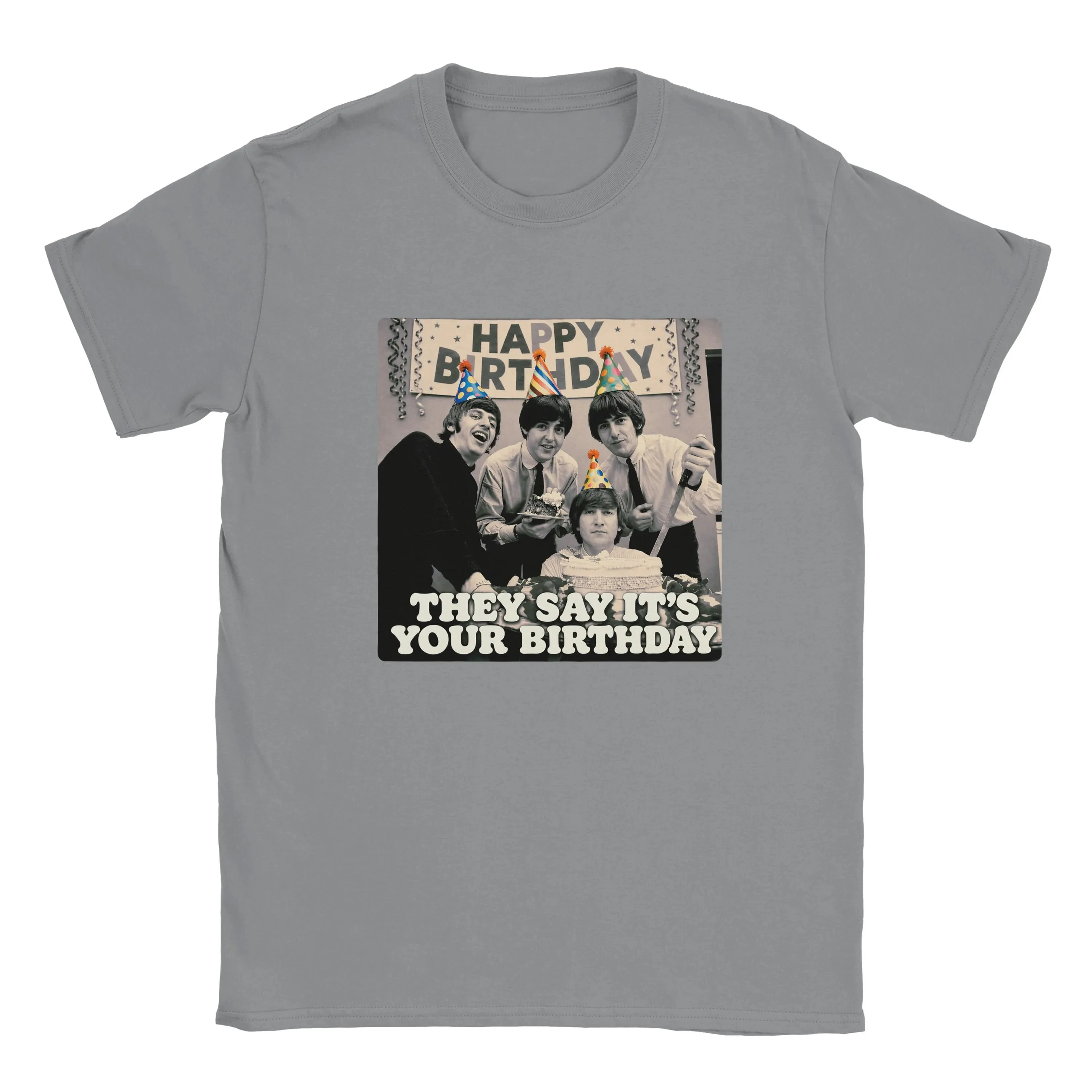 Beatles They Say It's Your Birthday Graphic T‑Shirt, O‑Neck Short‑Sleeve White Album Song Tee Music Fan Gift Streetwear Top