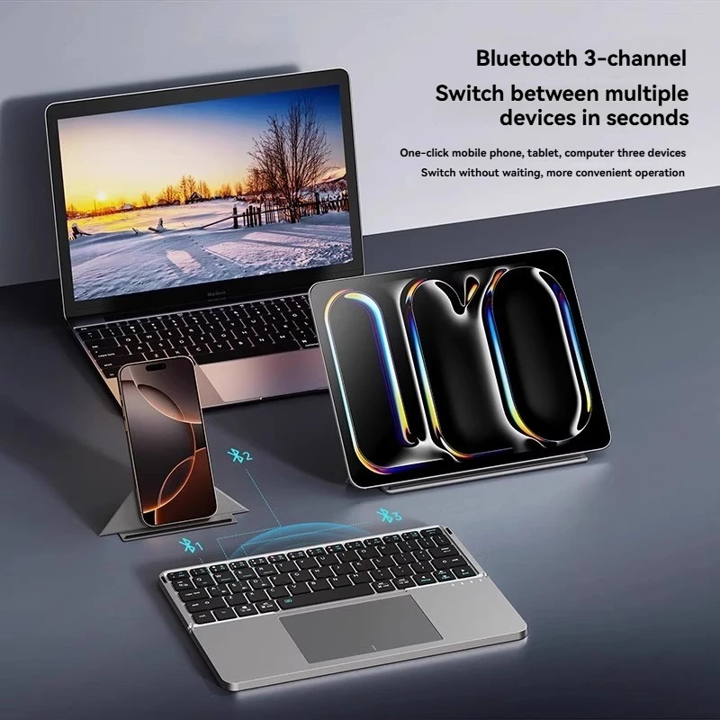 YIRF Fold Miaokong 磁気キーボード iPad用 ワイヤレスBluetoothタッチパッド ノートパソコン用ブラケット ポータブルキーボード