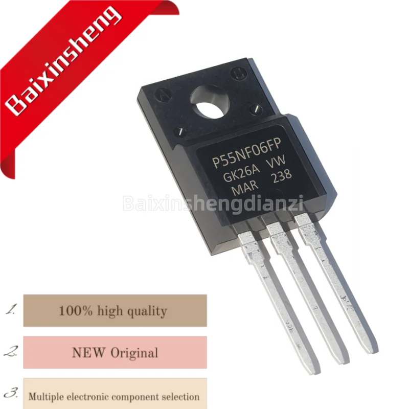 STP55NF06FP, 5/10/30 шт., P55NF06FP, 50A60V, TO-220F, MOSFET, совершенно новый, качественный