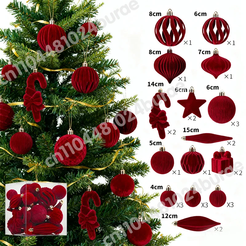28 Stück beflockte Weihnachtskugeln, speziell geformt, bunt, ausgehöhlt, Weihnachtsbaum-Anhänger, bruchsicher, wiederverwendbar, für Party-Dekoration