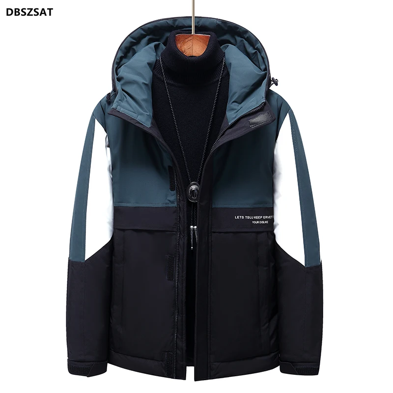 XK M-4xl Mens White Duck Down Jacket Winter Male Coats Zipper Stand Collar Short Style Striped Plus Size Outerwear Clothes Hy186