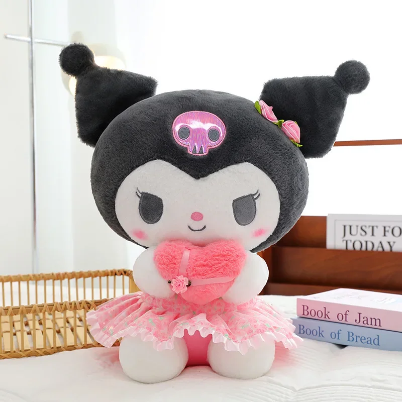 Juguete de peluche esponjoso Kawaii Kuromi, muñeca encantadora My Melody, Animal relleno, campo de flores romántico, bonito regalo de cumpleaños para niños
