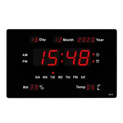 Large Electronic Wall Clock Alarm Hourly Chime Function Calendar Temperature Display Table Clocks Digital LED Clocks