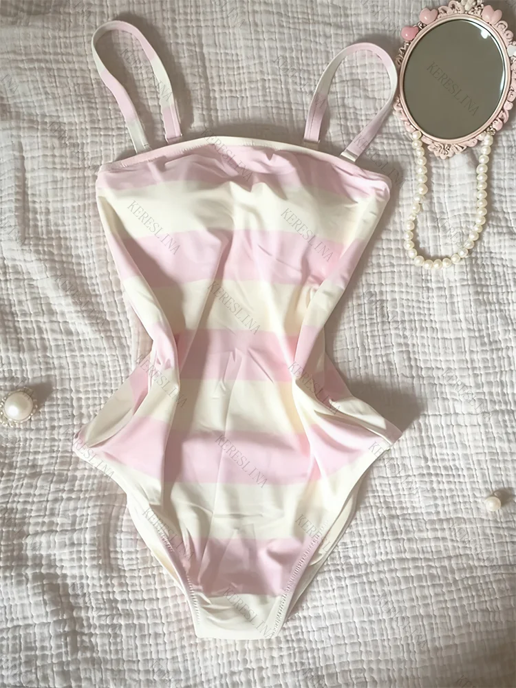 

Летний полосатый Kawaii винтажный женский боди без подкладок, повседневная уличная одежда в стиле хип-хоп, милый Y2K 2000-х годов, тонкий сексуальный новый женский купальник