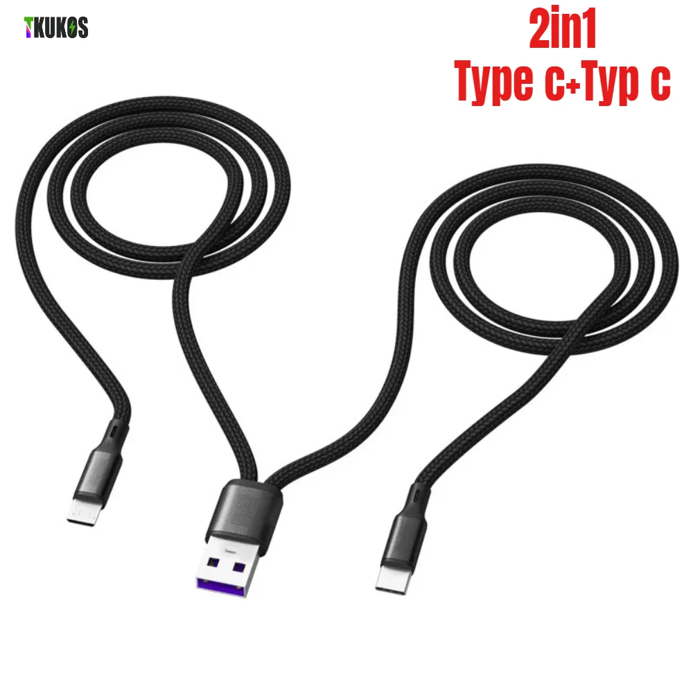 2 in 1 USB Type C Cable 6A Fast Charging Wire USB C To Type C USB Line For Samsung S23 Huawei Xiaomi Phone charge Cords 1M 0.2M