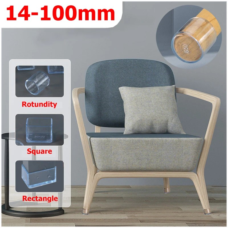 4/20pcs Transparent Table And Chair Foot Cover Silicone Wear-resistant Cap Protect Floor Furniture Leg Foot Protector