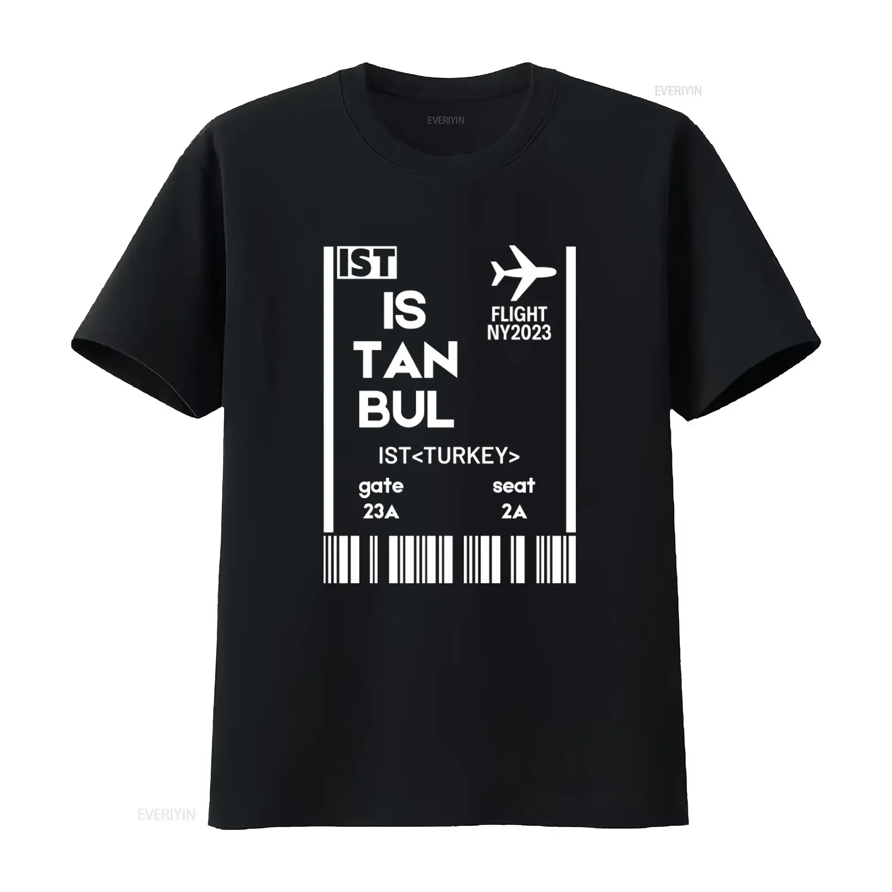 Istanbul Boarding Card T Shirt Flight NY2023 Turkey For Women Vacation  vintage Washed fashion Casual Comfortable homme Soft