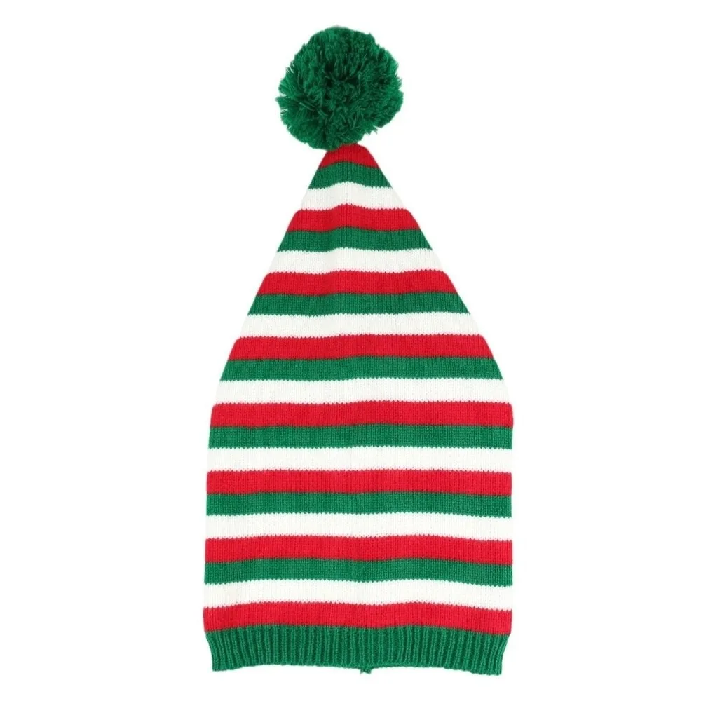 Leisure Santa Claus Christmas Knitted Hat Merry Christmas Hat Green Red Santa Beanie Hat Crochet Woolen Hat Striped Hat Outdoor