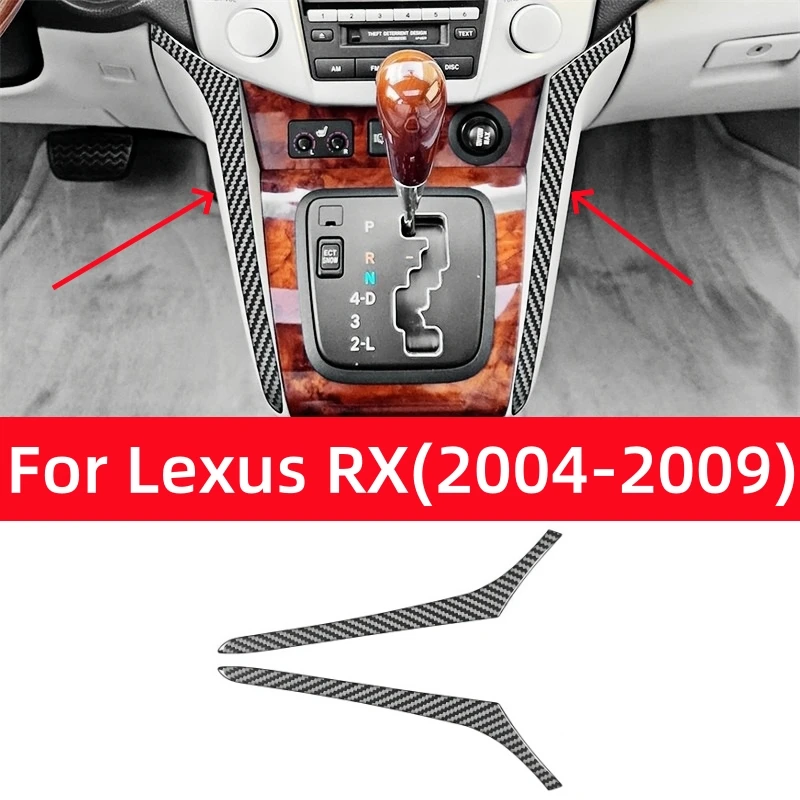For Lexus RX 330/350 2004-2009 Accessories Real Soft Carbon Fiber Car Gear Panel Side Decorative Strip Sticker Cover Trim