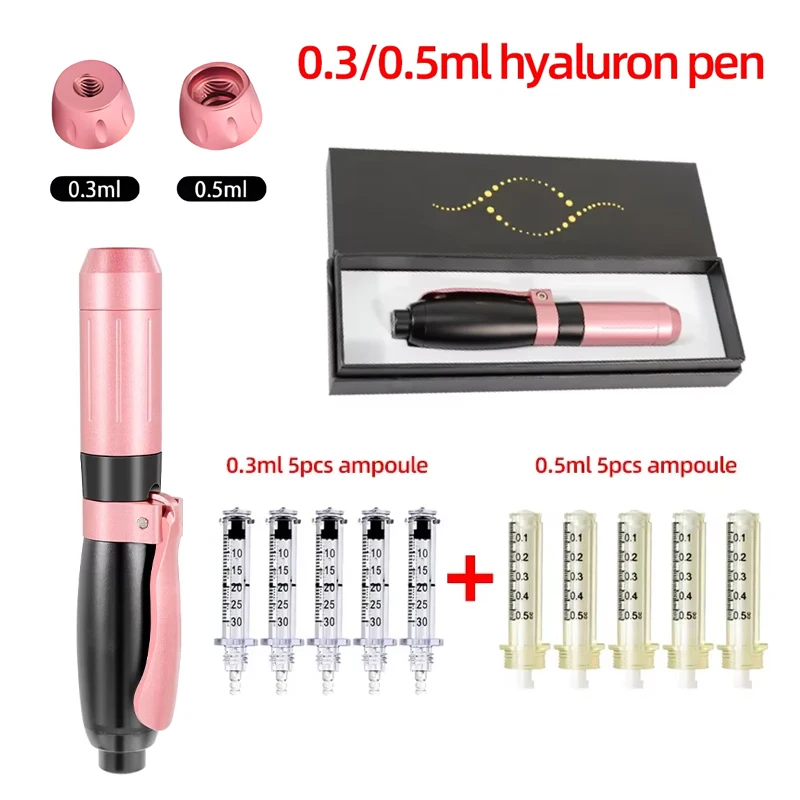 

2 IN 1 0.3ML & 0.5ML Hyaluron Acid Pen Adjustable Pressure Pen jection Gun Needle-Free Atomizer Anti-Wrinkle Water Syringe