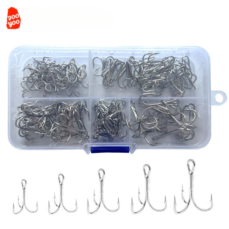 120 Pcs Box Lua Sanben Hooks Barbed Triple Anchor High Carbon Steel Triple Claw Cross Hooks Fishing Gear Sanben Hooks Wholesale