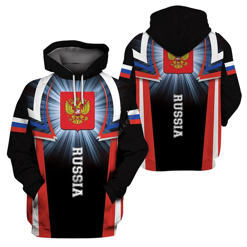 Russian Eagle Emblem Graphic Hoodies for Men Clothing Russia National Flag Hoodie Unisex Casual Sweatshirt USA Ethiopia Tops Tee