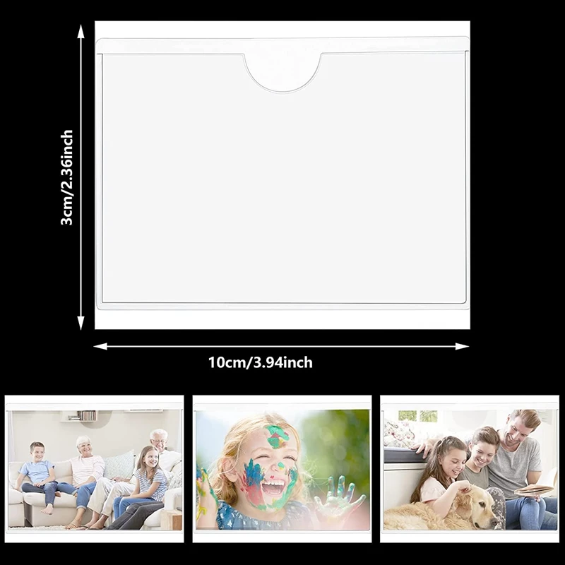108Pcs Self-Adhesive Label Card Holder Index Pockets Holder 6X8.5Cm Clear Plastic Card Holder Adhesive Label Holder