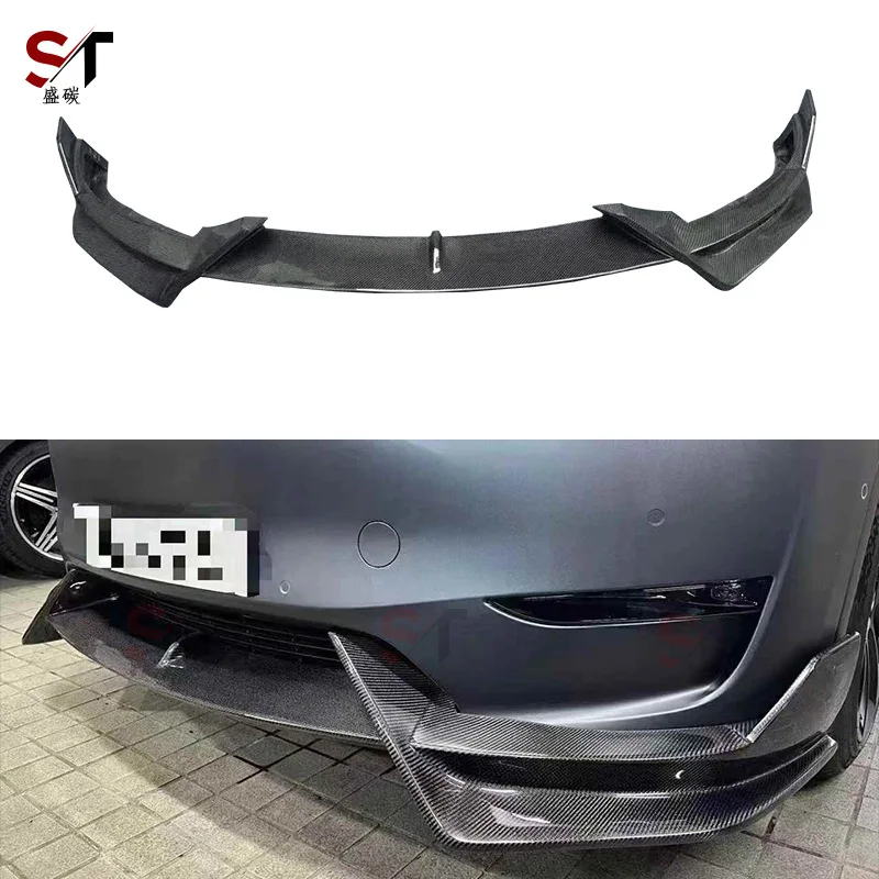 

Suitable for Tesla Model Y Carbon Fiber Front Lip Car Modified Front Bumper Diffuser Front Shovel Chin