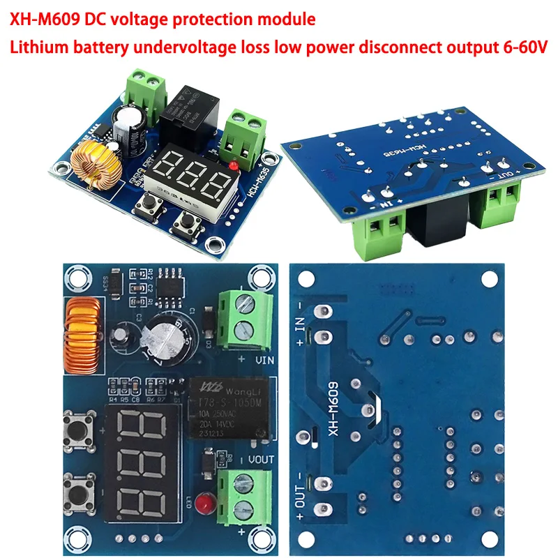 XH-M609 DC voltage protection module lithium battery undervoltage loss low power disconnect output 6-60V