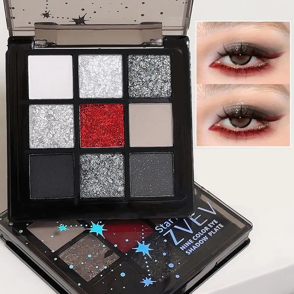 9 farben Lidschatten-palette Rose Rosa Nude Braun Low Glitter Pearly Augen Make-Up Lang anhaltende Sättigung Lidschatten Matte W6E3