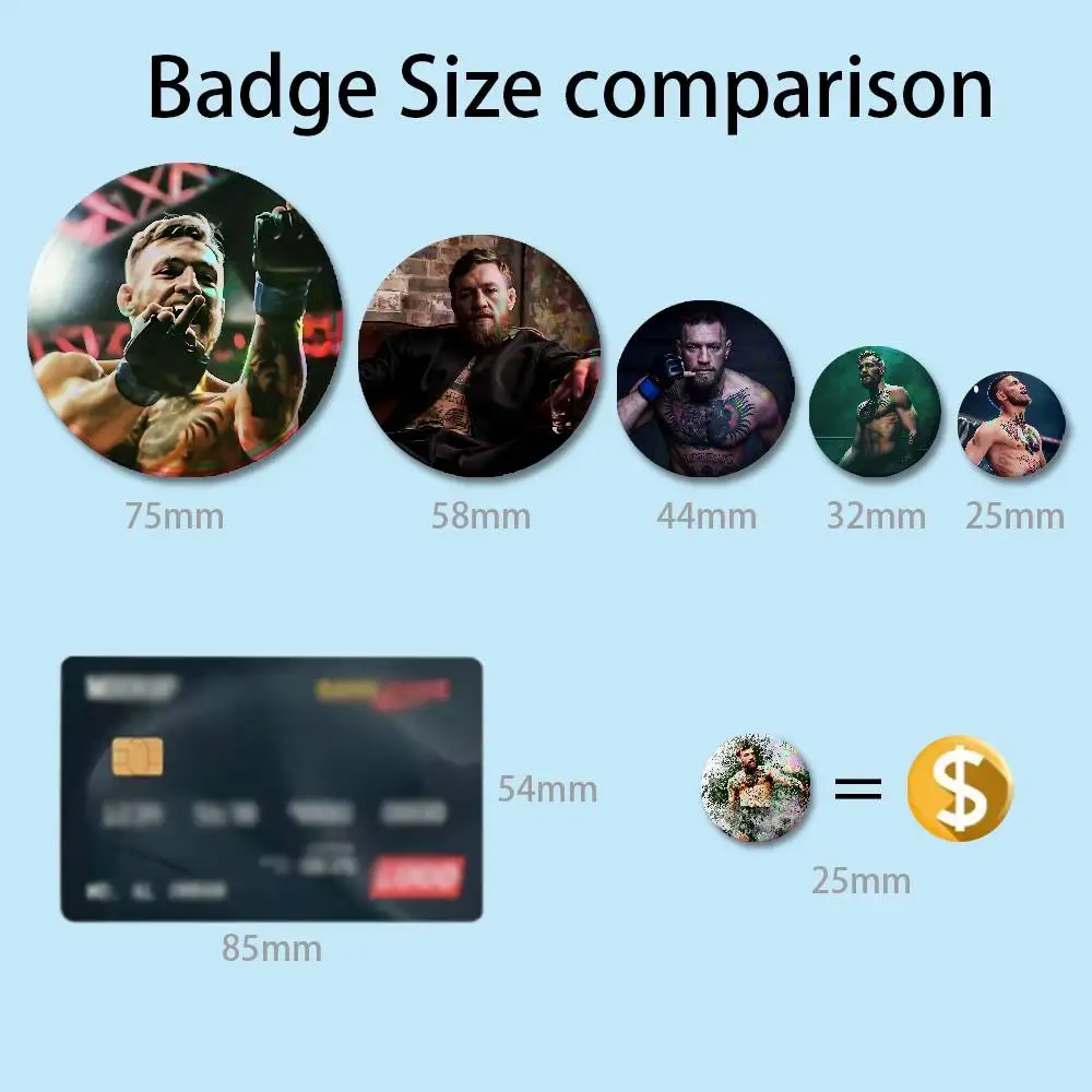 Cool C-Conor M-McGregor Badges Round Nijigen Otaku Culture IP peripheral products 58mm 44mm 32mm 75mm 25mm Mini