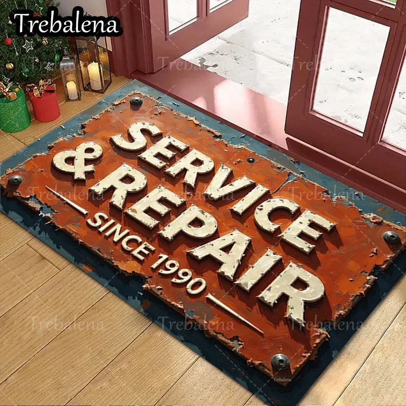 

1pc Welcome Door Mat Rustic Service Repair Since 1990 Doormat Vintage Industrial Style Welcome Mat
