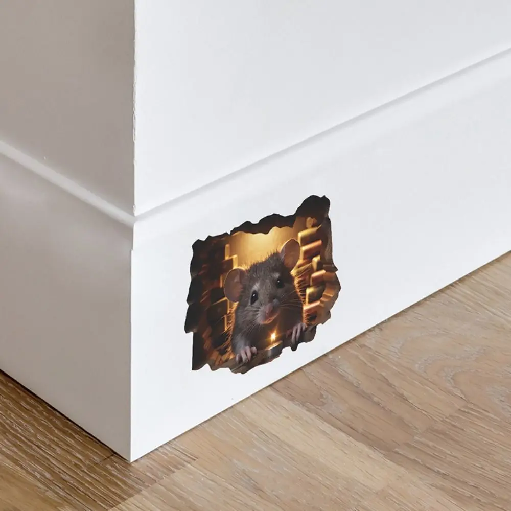 Creative Cartoon Little Rat Hole Sticker Mini Cute Mouse Hole Wall Stickers Mouse Hole DIY 3D Rat Wall Decal Stair