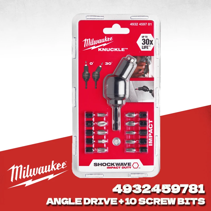 Milwaukee 4932459781 SHOCKWAVE 30 °   Набор отверточных бит с смещенным центром, 11 шт., шестигранный хвостовик 1/4 дюйма, аксессуары для ударных гайковертов