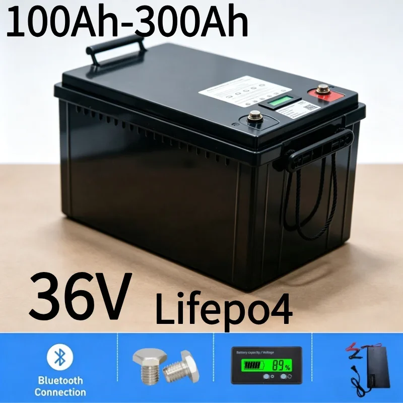 36V LiFePO4 Battery 100Ah 150Ah 200Ah 300Ah Built-in BMS Deep Cycle Lithium Battery For Golf Cart Solar System Trolling Motor