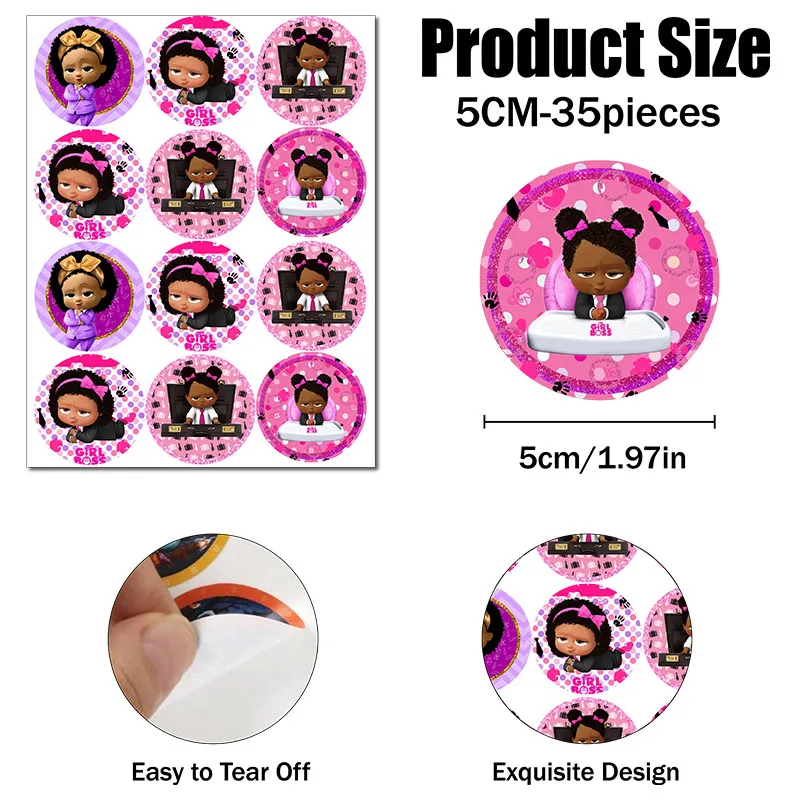 ملصقات كرتونية باللون الأسود للفتيات بوس بيبي - ملصقات مقاومة للطقس لقرطاسية الأطفال وتغليف الهدايا والمجلات الرصاصة #6