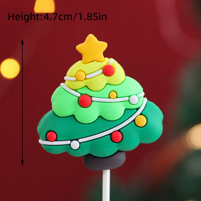 Neue Cupcake-Dekoration für Weihnachtskuchen, weicher Gummi-Weihnachtsbaum, Weihnachtsmann, Schneemann für Neujahr 2025, Weihnachts-Kuchenaufsatz – Detail 24