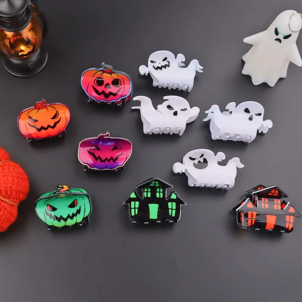 Scary PVC Ghost Hair Claw Pumpkin Grab Clip Halloween Claw Clip Hair Accessories Ponytail Clip Shark Clip Holiday