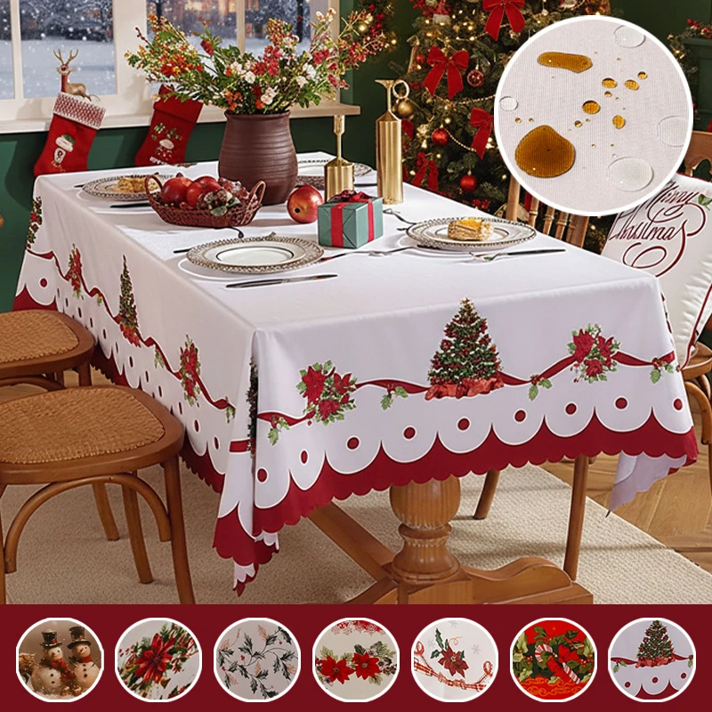 

Christmas Tablecloth Santa Claus Tablecover Christmas Decorations for Home 2026 Navidad Noel New Year Gifts Dining Table Cover