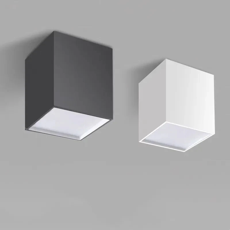 Square LED downlight modern simple living room ceiling light no main light black and white, hotel office clubhouse lighting 7W9W