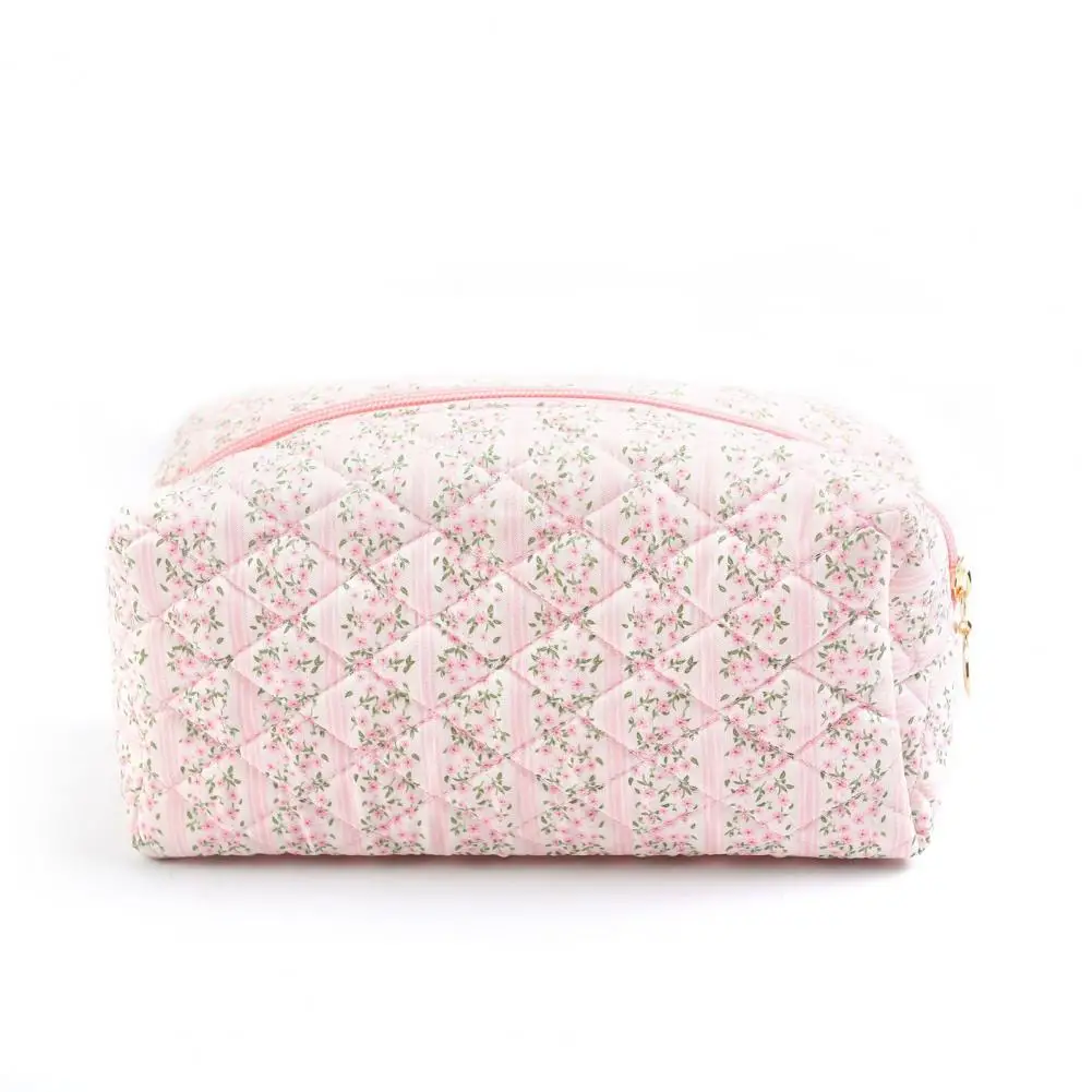 

Women Cosmetic Bag Floral Print Zipper Closure Pencil Makeup Brush Travel Makeup Pouch Bag