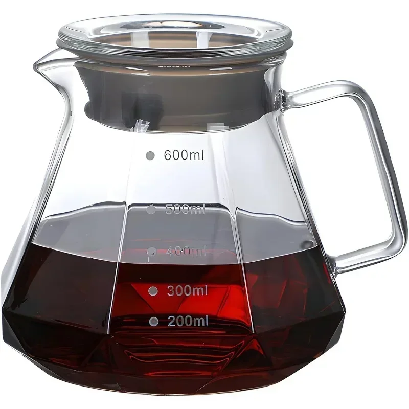 400ml 600ml Diamond Glass Coffee Sharing Pot Espresso Glass Carafe Coffee Pot,Pour Over Coffee Filter Kettle  Accessories