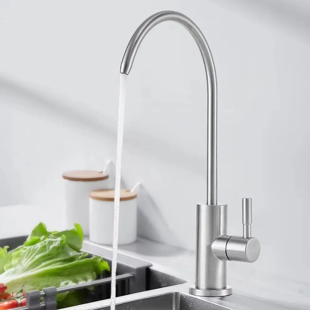 Silver Stainless Steel Brushed Kitchen Tap Kitchen Water Filter Faucet