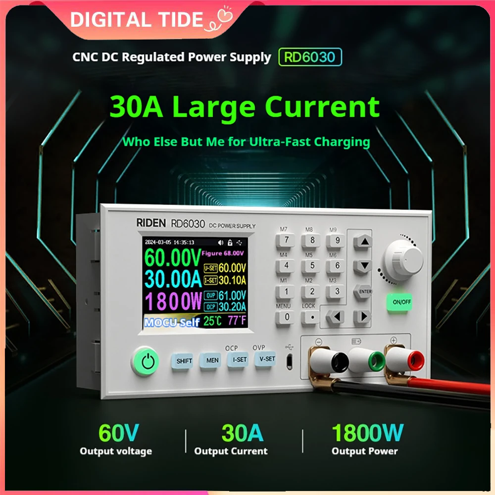 RD6030-W 60 فولت 30A تيار مستمر تيار مستمر الجهد الحالي تنحى استقرت مختبر وحدة امدادات الطاقة باك قابل للتعديل محول شحن البطارية