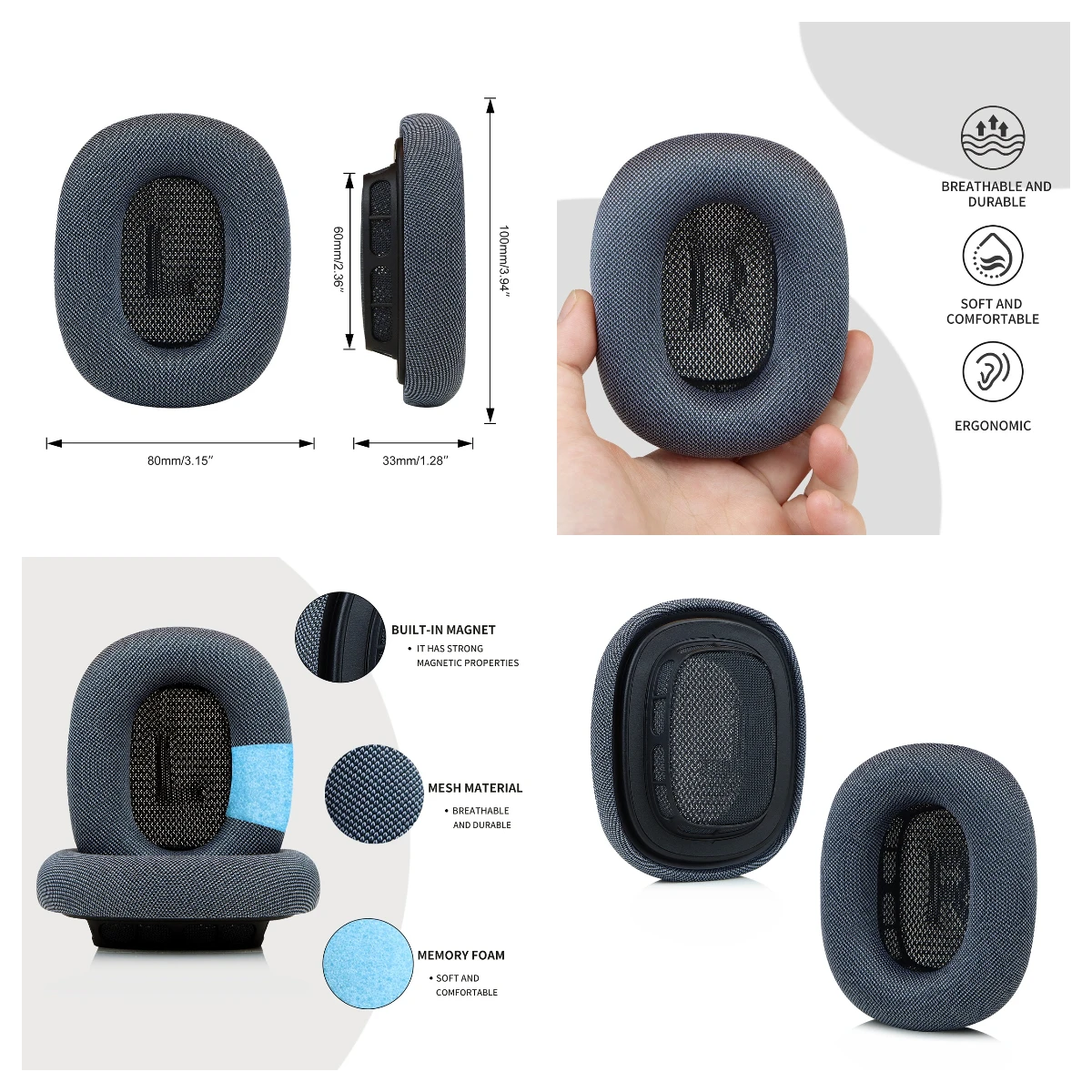 

Compatible For Apple Airpods Max Gen 2 2024 Headphone Mesh Fabric Version Plastic parts Equipped