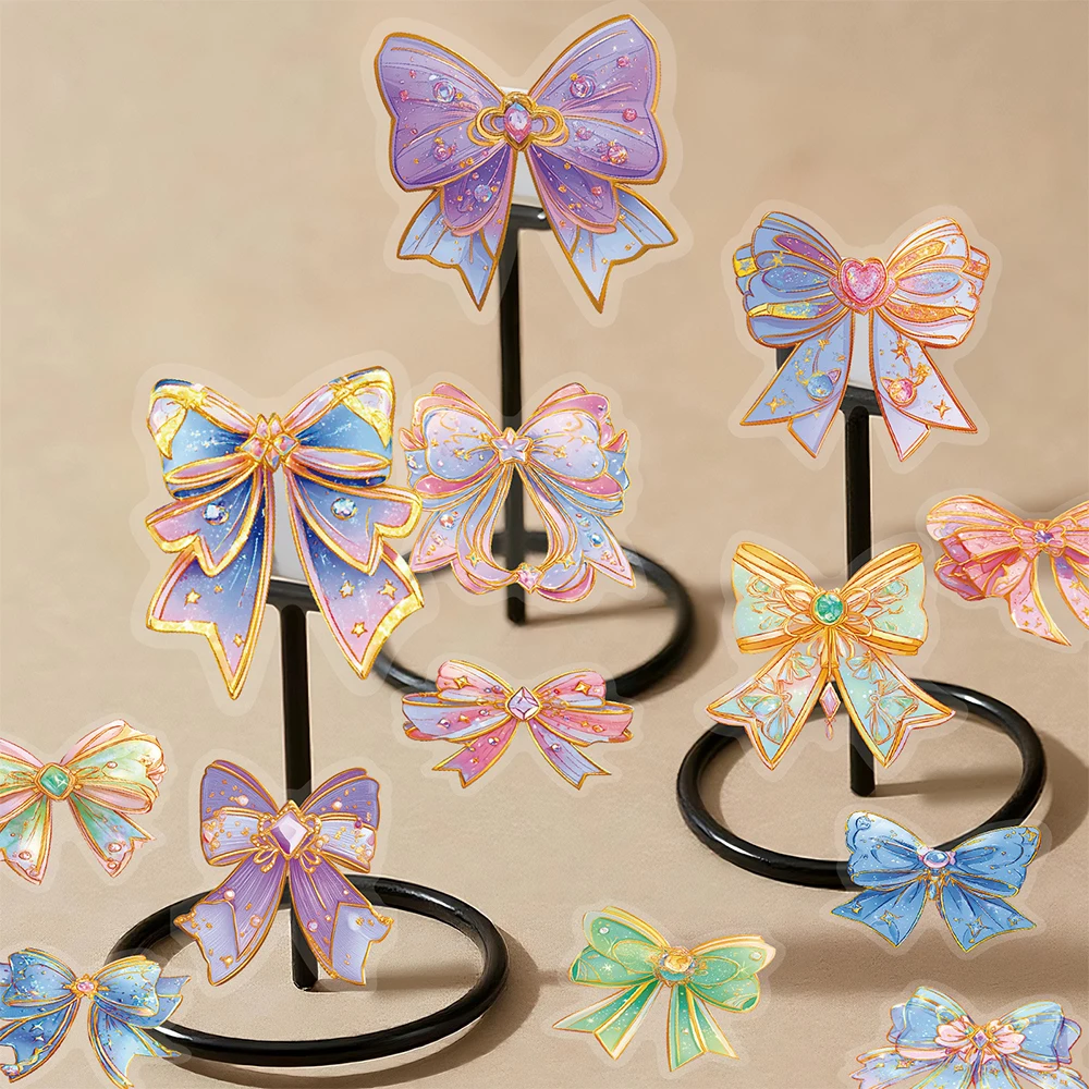 

10/30/56pcs Cute Coquette Bows Girls Stickers Cartoon Creative Aesthetic Decals Guitar Phone Laptop Transparent PET Sticker Pack