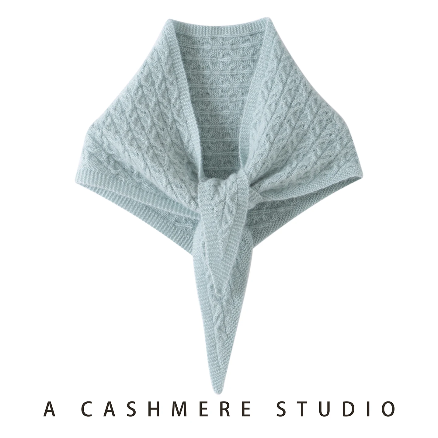 Cashmere Triangular Scarf for Women, High-End Outerwear, Twisted Shawl, Winter Knitted Warm Neck warmer, Twisted Pattern Scarf