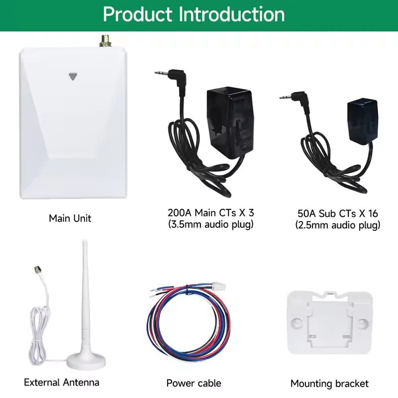 Wifi 300A 3 Phase 4 Wire Bi-directional Smart Electricity  with 16 Sub 50A CT Real Time KWH Solar Energy Power Meter view 2