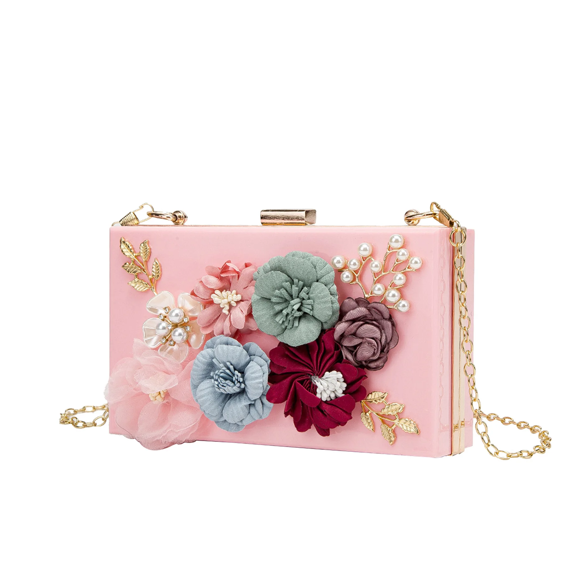 立体フラワーディナーバッグ-アクリルクラッチ-レディースチェーンメッセンジャーバッグ-トレブカ-ルクスオヴェ-マルキ-ボルソス-デ-ムヘール-テンデンシア