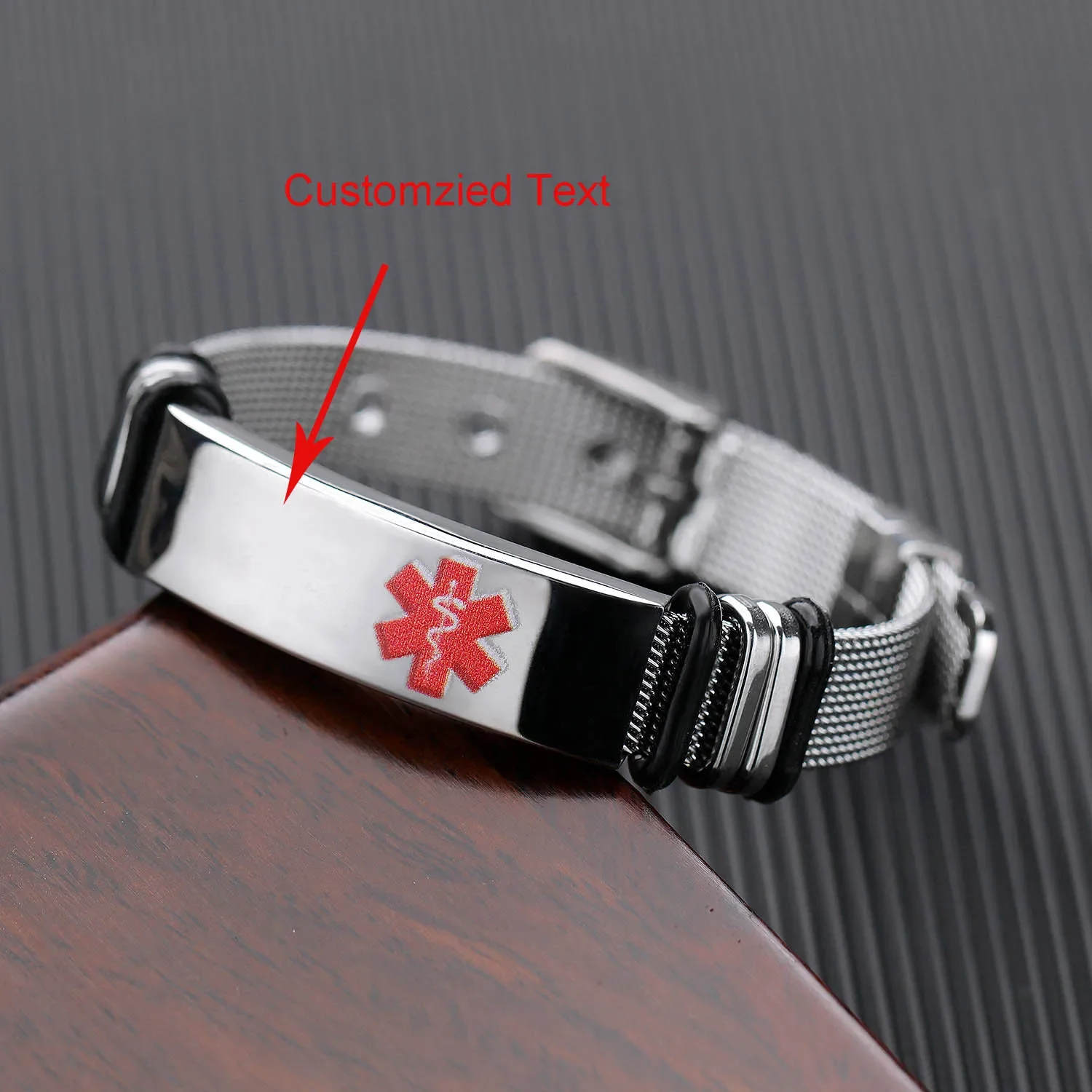 

New Stainless Steel Personalized DIY Medical Alert ID Band Bracelet for Men Woman SOS ICE Wristband Customized Engraving Jewelry